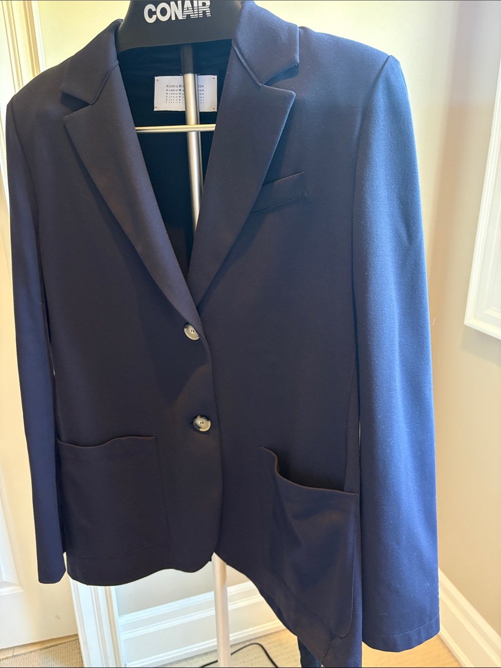 Harris Wharf London Navy Women's Blazer Jacket - Minimal Two-Button